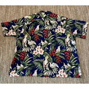 Vintage Hana Fashion Mens Hawaiian shirt size 4XL Parrot Hibiscus Floral Blue